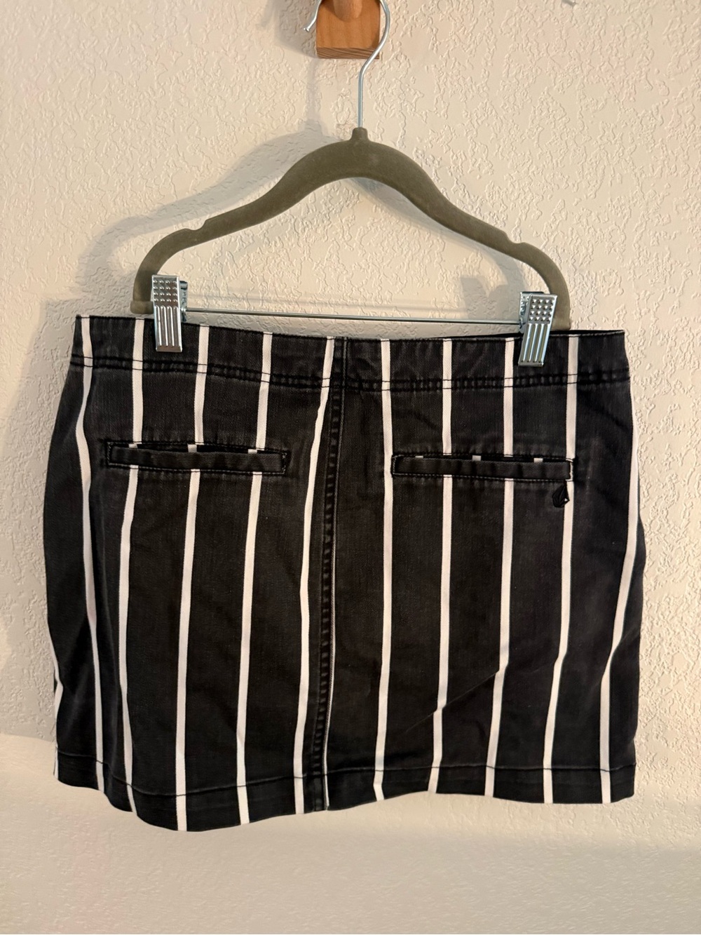 Volcom Black and White Striped Mini Skirt